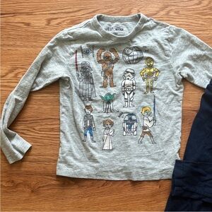 Star Wars Kids Long Sleeve Shirt - Gray with Multicolor Characters